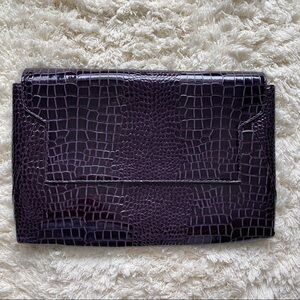 PURPLE Croc Printed Clutch